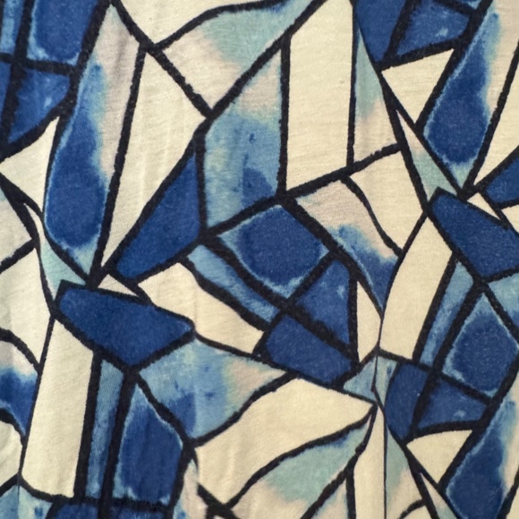 LOGO Lori Goldstein Mixed Print Blue Women Short Sleeve Top Size S - Picture 2 of 8